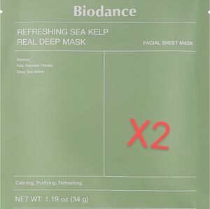 TWO Biodance Refreshing Sea Kelp Face Masks Real Deep Sheet Gel